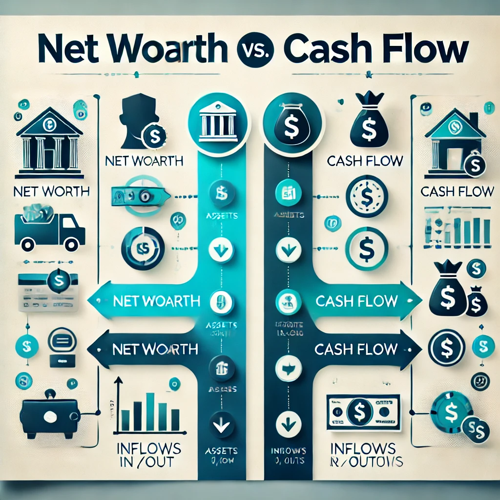 Pointwise Difference Between Net worth and Cash Flow?